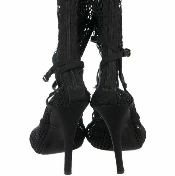 Black DOLCE & GABBANA Fishnet Boots 39, Lace Heels RARE HTF Runway See Through - Picture 4 of 8